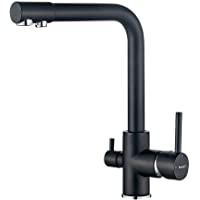 Ibergrif M22109B - grifo de cocina monomando con purificador de agua y 3 vías para ósmosis- color negro